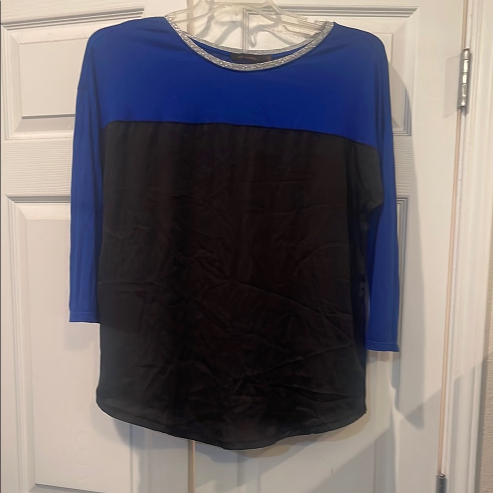 Blue and Black Women's Top